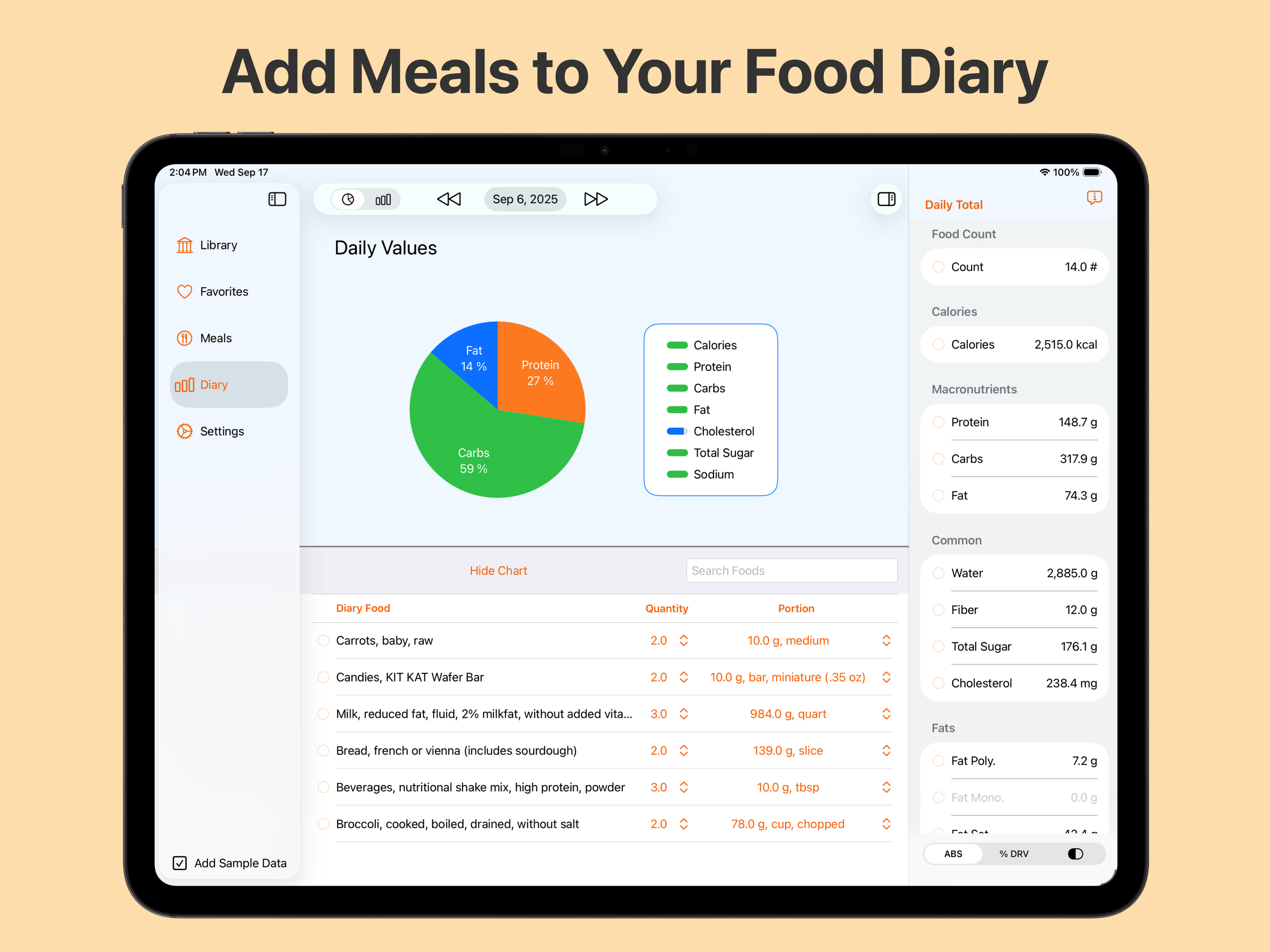 Add Meals to Your Food Diary